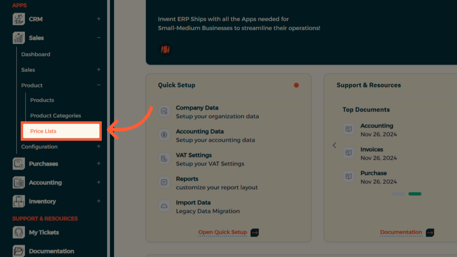 الخطوة 1 - الوصول لقائمة الأسعار