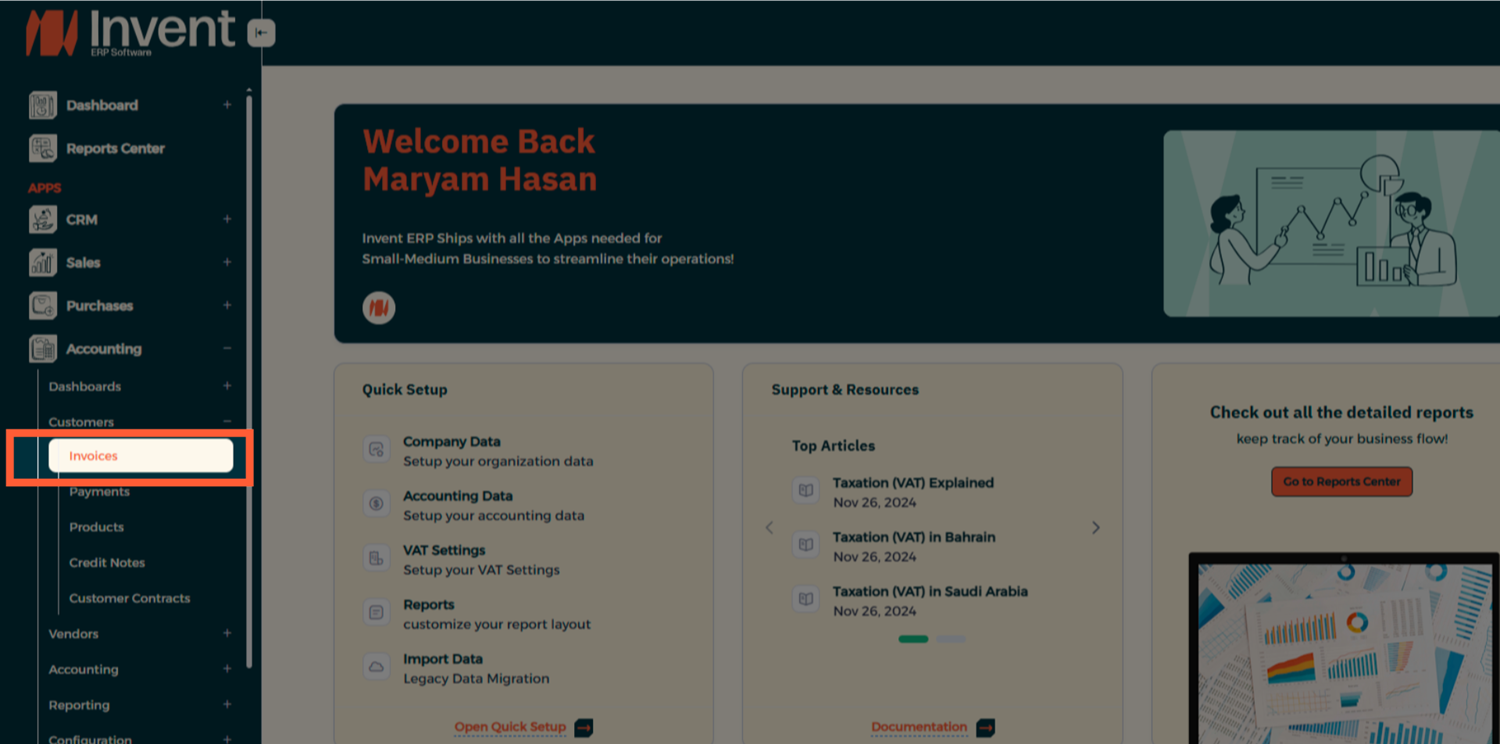 Step 1 - Navigate to Invoices