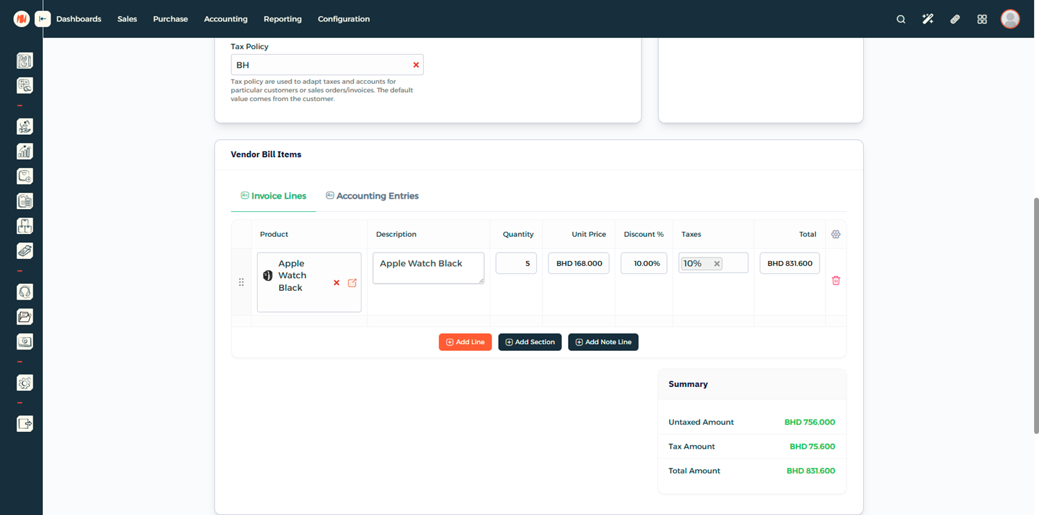Step 5 - Save Vendor Bill